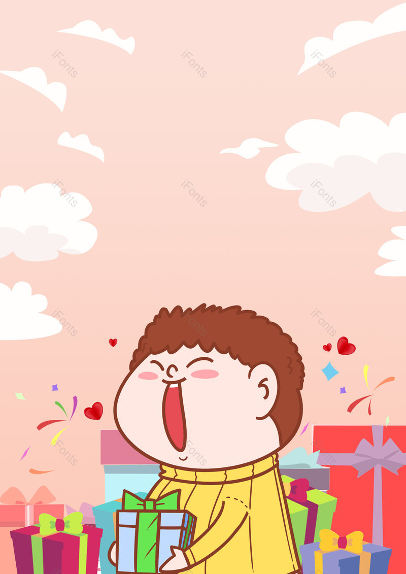 六一儿童节卡通风格礼物盒小孩背景,插画/手绘图,插画/手绘图库,插画/手绘图下载,插画/手绘